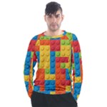 Lego Bricks, Colorful Dots Background Men s Long Sleeve Raglan T-Shirt