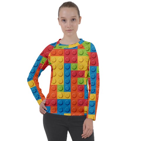 Lego Bricks, Colorful Dots Background Women s Long Sleeve Raglan T