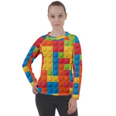 Lego Bricks, Colorful Dots Background Women s Long Sleeve Raglan T