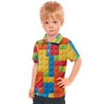 Lego Bricks, Colorful Dots Background Kids  Polo T-Shirt