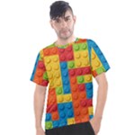 Lego Bricks, Colorful Dots Background Men s Sport Top