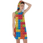 Lego Bricks, Colorful Dots Background Racer Back Hoodie Dress