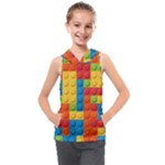 Lego Bricks, Colorful Dots Background Kids  Sleeveless Hoodie