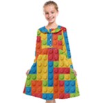 Lego Bricks, Colorful Dots Background Kids  Midi Sailor Dress