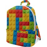 Lego Bricks, Colorful Dots Background Zip Up Backpack