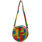 Lego Bricks, Colorful Dots Background Crossbody Circle Bag