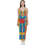 Lego Bricks, Colorful Dots Background V-Neck Camisole Jumpsuit