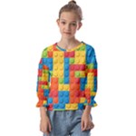 Lego Bricks, Colorful Dots Background Kids  Cuff Sleeve Top