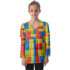 Kids  V Neck Casual Top 