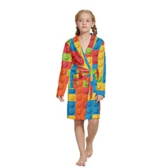 Lego Bricks, Colorful Dots Background Kids  Long Sleeve Velvet Lounge Robe from ArtsNow.com