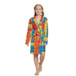 Lego Bricks, Colorful Dots Background Kids  Long Sleeve Velvet Lounge Robe