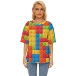 Lego Bricks, Colorful Dots Background Oversized Basic T-Shirt