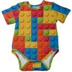 Lego Bricks, Colorful Dots Background Baby Short Sleeve Bodysuit