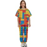 Lego Bricks, Colorful Dots Background Kids  T-Shirt and Pants Sports Set