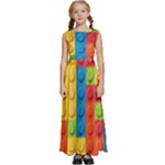 Lego Bricks, Colorful Dots Background Kids  Satin Sleeveless Maxi Dress