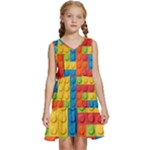 Lego Bricks, Colorful Dots Background Kids  Sleeveless Tiered Mini Dress