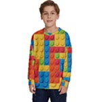 Lego Bricks, Colorful Dots Background Kids  Crewneck Sweatshirt