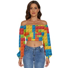 Long Sleeve Crinkled Weave Crop Top 