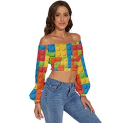 Long Sleeve Crinkled Weave Crop Top 