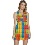 Lego Bricks, Colorful Dots Background Sleeveless High Waist Mini Dress