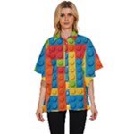 Lego Bricks, Colorful Dots Background Women s Batwing Button Up Shirt