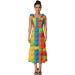 Lego Bricks, Colorful Dots Background Tie-Strap Tiered Midi Chiffon Dress