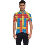 Lego Bricks, Colorful Dots Background Men s Short Sleeve Cycling Jersey