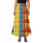 Lego Bricks, Colorful Dots Background Tiered Ruffle Maxi Skirt