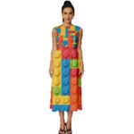 Lego Bricks, Colorful Dots Background Sleeveless Round Neck Midi Dress