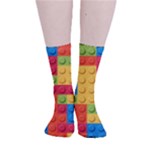 Lego Bricks, Colorful Dots Background Smooth Crew Length Tube Socks