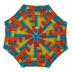 Lego Bricks, Colorful Dots Background Automatic Folding Umbrella with Case (Medium) from ArtsNow.com