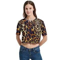 Women s Round Neck Short Sleeve Crop Top 