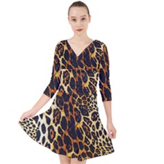 Quarter Sleeve Front Wrap Dress 