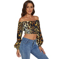 Long Sleeve Crinkled Weave Crop Top 