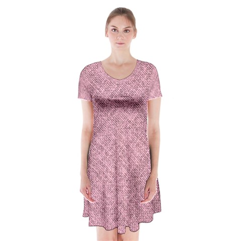 Pink Fabric Texture, Knitted Pink Texture, Short Sleeve V