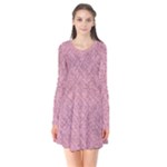 Pink Fabric Texture, Knitted Pink Texture, Long Sleeve V-neck Flare Dress