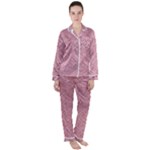 Pink Fabric Texture, Knitted Pink Texture, Women s Long Sleeve Satin Pajamas Set	