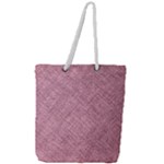 Pink Fabric Texture, Knitted Pink Texture, Full Print Rope Handle Tote (Large)