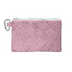 Pink Fabric Texture, Knitted Pink Texture, Canvas Cosmetic Bag (Medium)