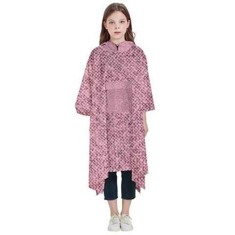 Pink Fabric Texture, Knitted Pink Texture, Kids  Hooded Rain Ponchos from ArtsNow.com