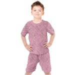 Pink Fabric Texture, Knitted Pink Texture, Kids  T-Shirt and Shorts Set