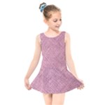 Pink Fabric Texture, Knitted Pink Texture, Kids  Skater Dress Swimsuit