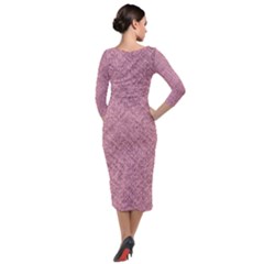 Quarter Sleeve Midi Velour Bodycon Dress 