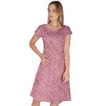 Pink Fabric Texture, Knitted Pink Texture, Classic Short Sleeve Dress