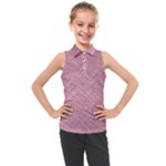 Pink Fabric Texture, Knitted Pink Texture, Kids  Sleeveless Polo T-Shirt