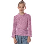 Pink Fabric Texture, Knitted Pink Texture, Kids  Frill Detail T-Shirt