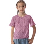 Pink Fabric Texture, Knitted Pink Texture, Kids  Cuff Sleeve Scrunch Bottom T-Shirt