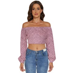 Long Sleeve Crinkled Weave Crop Top 