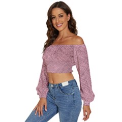 Long Sleeve Crinkled Weave Crop Top 