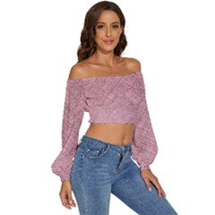 Long Sleeve Crinkled Weave Crop Top 